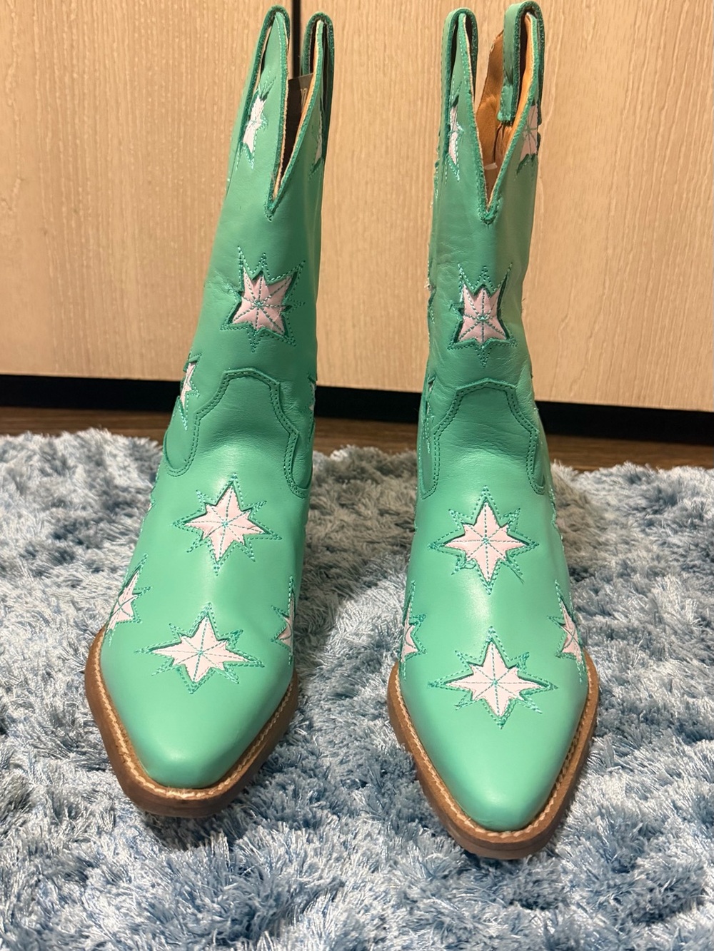 NWT Dingo Starburst DI2248 Green White Star Leather Cowboy Boots Size 7M - Picture 3 of 15